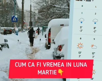Răsturnare de situație în martie! AccuWeather anunță ninsori în București. Nu vom vedea 20 de grade deloc