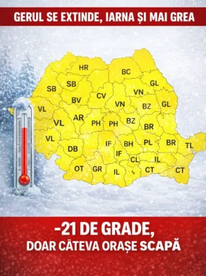 Vine urgia peste România! Vin -21 de grade și polei. Anunțul de ultimă oră de la ANM pentru toți românii!