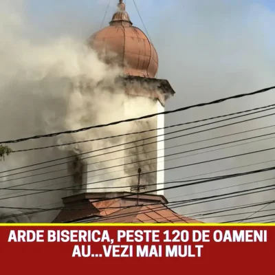 Prăpăd pe DN1! Biserica pictată de Nicolae Grigorescu arde chiar acum. 120 de oameni au fugit din calea flăcărilor